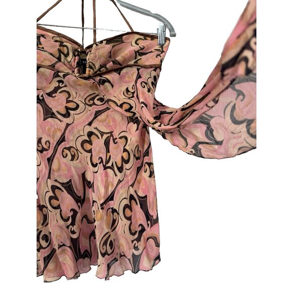 Vintage Y2K Rare Find Bebe Women Medium Silk Babydoll Cami Pink Mocha Boho Fairy - Picture 2 of 14